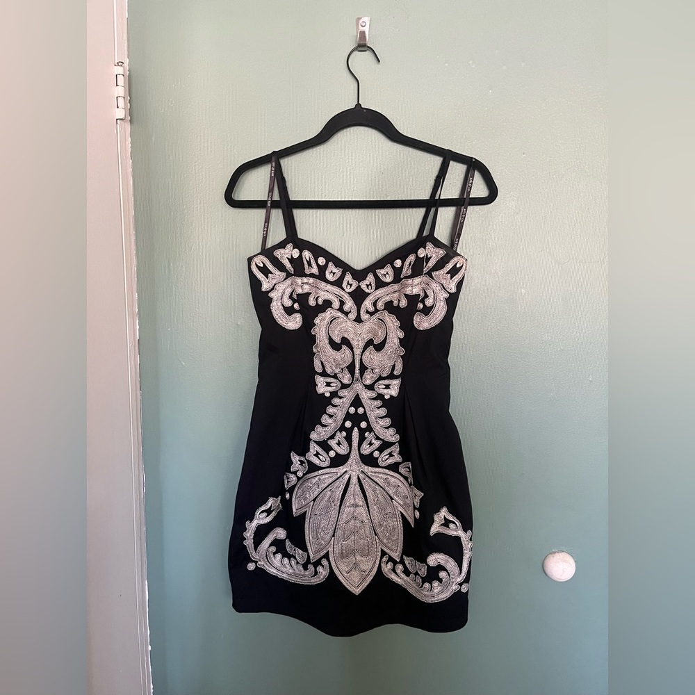 Beaded Black Mini Dress